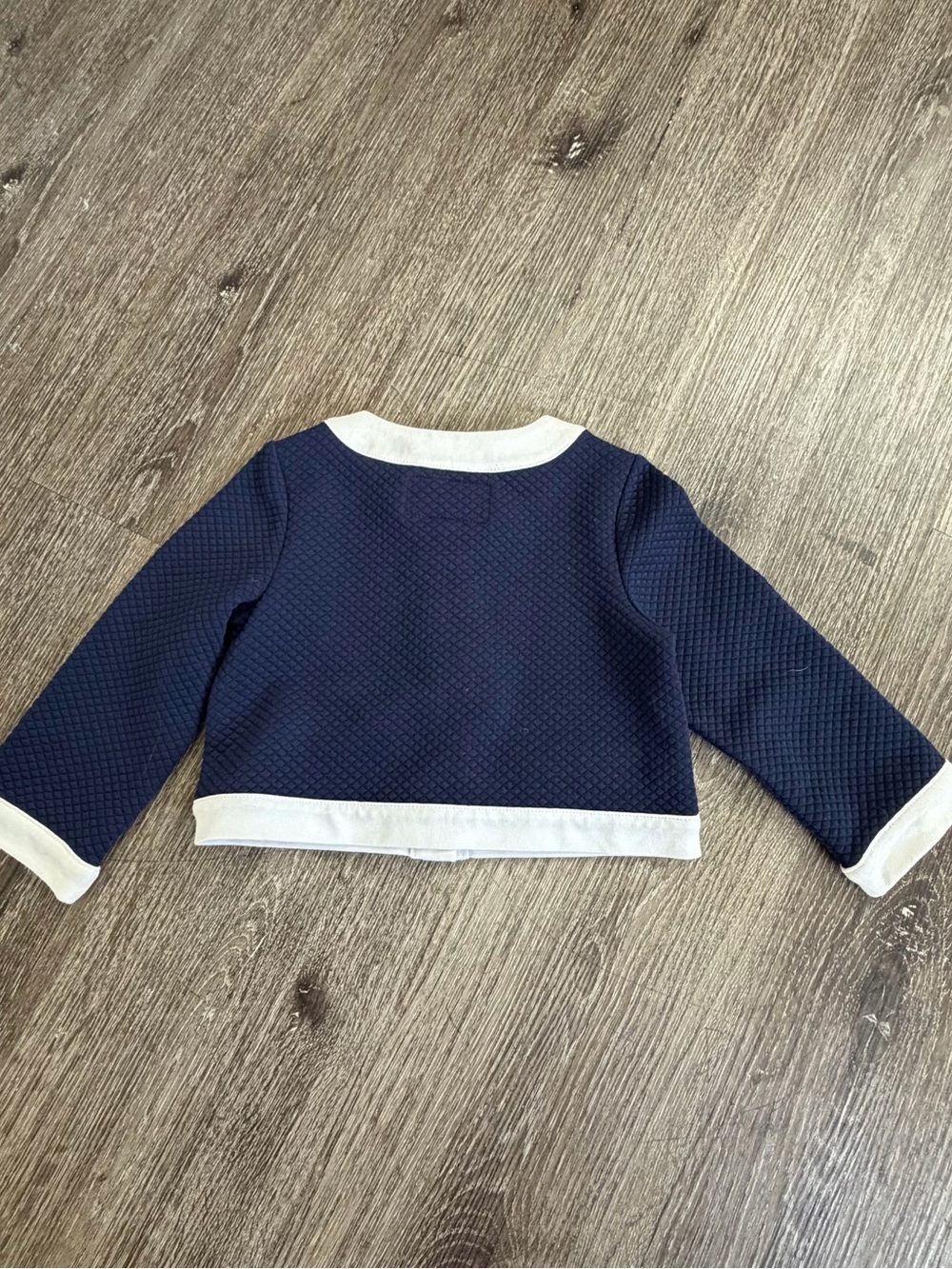 Janie and Jack Navy Cardigan with Cream Accents - Picture 3 of 3